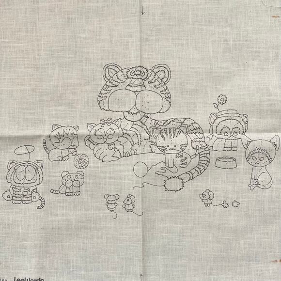 Vintage LeeWards Joys of Motherhood Cat Kittens Crewel Embroidery Open Kit Wool - Picture 7 of 14